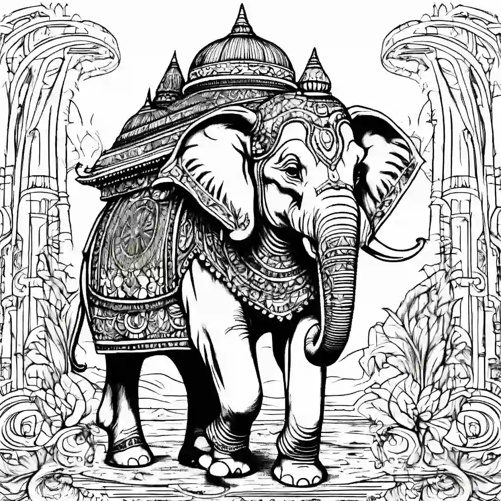 Riding Elephants coloring pages